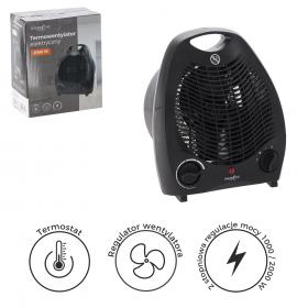 TERMOWENTYLATOR ELEKTRYCZNY / FARELKA Z BEZPIECZNYM WYŁĄCZNIKIEM CZARNA 2000 W