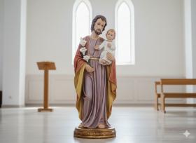 FIGURA ŚW. JÓZEF OPIEKUN Z DZIECIĄTKIEM 99 CM SZKLANE OCZY 